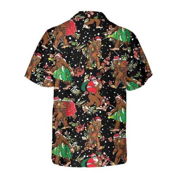 Christmas Hawaiian Shirt, Bigfoot Santa Claus With Christmas Pattern Hawaiian Shirt, Xmas Hawaiian Shirts