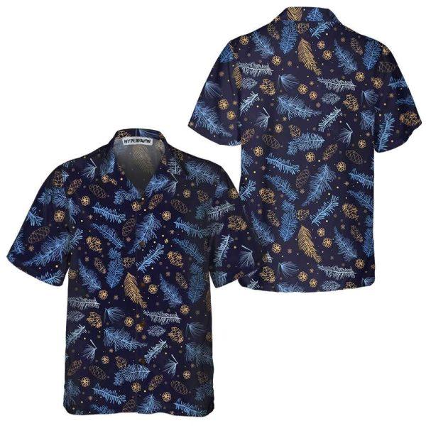 Christmas Hawaiian Shirt, Blueish Winter Nature Hawaiian Shirt, Xmas Hawaiian Shirts