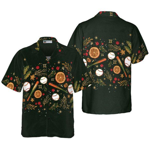 Christmas Hawaiian Shirt, Christmas Baseball Pattern Hawaiian Shirt, Xmas Hawaiian Shirts