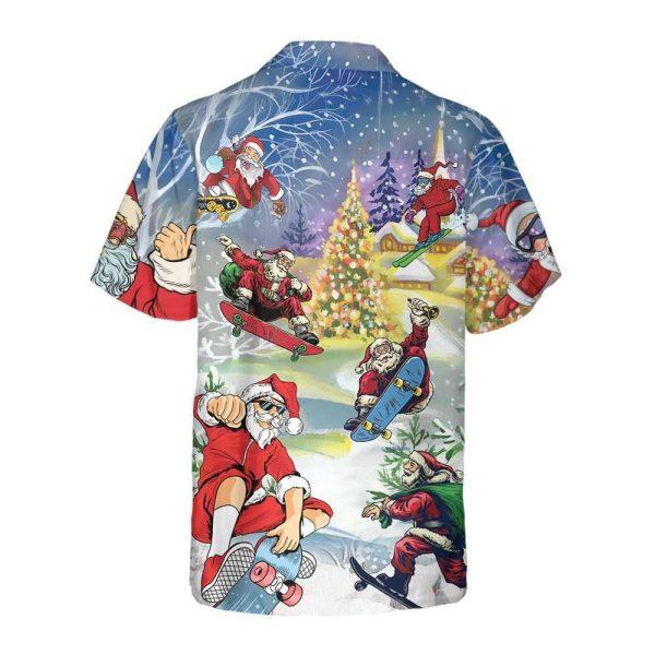 Christmas Hawaiian Shirt, Christmas Come On Skateboard With Santa Hawaiian Shirt, Xmas Hawaiian Shirts