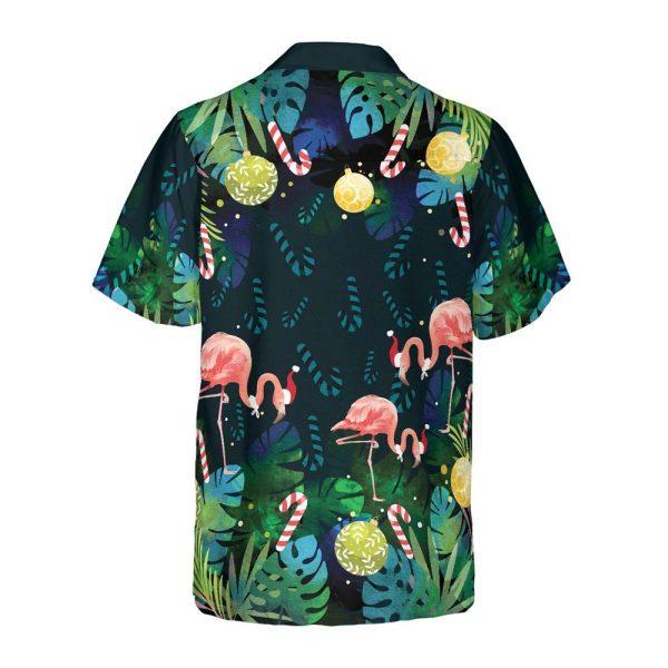 Christmas Hawaiian Shirt, Christmas Flamingo Tropical Hawaiian Shirt Button Down Shirt, Xmas Hawaiian Shirts
