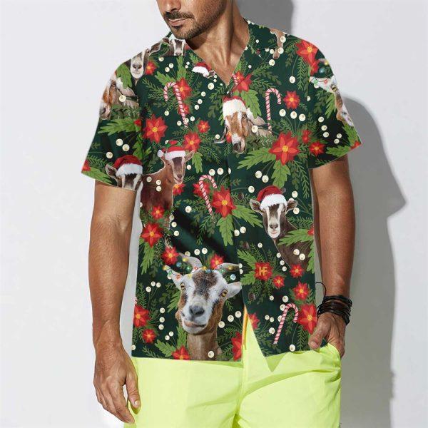 Christmas Hawaiian Shirt, Christmas Goat With Poinsettia Flower Hawaiian Shirt, Xmas Hawaiian Shirts