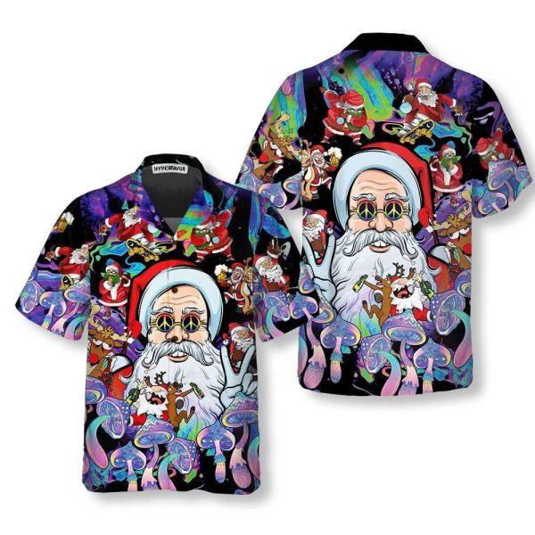 Christmas Hawaiian Shirt, Christmas Hippie Santa Claus Hawaiian Shirt, Xmas Hawaiian Shirts