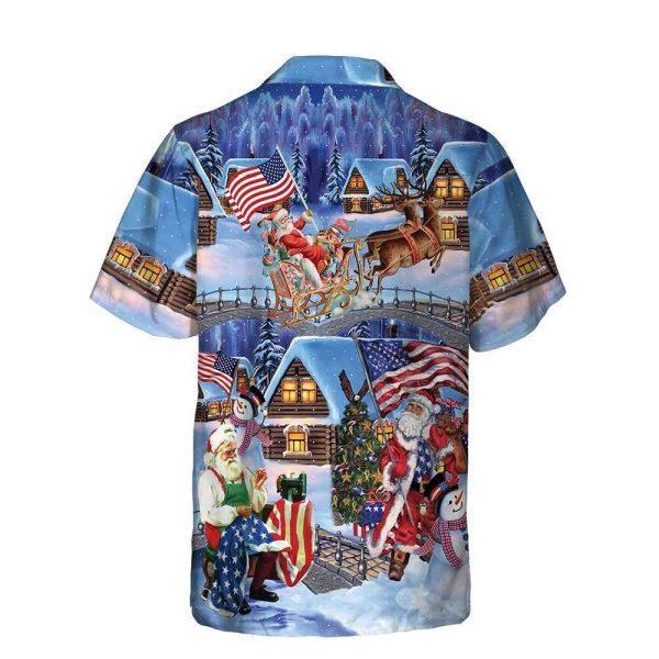 Christmas Hawaiian Shirt, Christmas Holiday Santa Patriot Hawaiian Shirt, Xmas Hawaiian Shirts