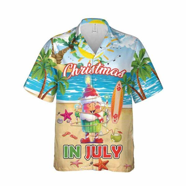 Christmas Hawaiian Shirt, Christmas In July Cupcake Santa Hawaii Shirt, Xmas Hawaiian Shirts