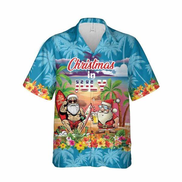 Christmas Hawaiian Shirt, Christmas Santa Claus Surfing Hawaiian Shirt, Xmas Hawaiian Shirts