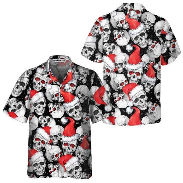 Christmas Hawaiian Shirt, Christmas Santa Skull Hawaiian Shirt, Xmas Hawaiian Shirts