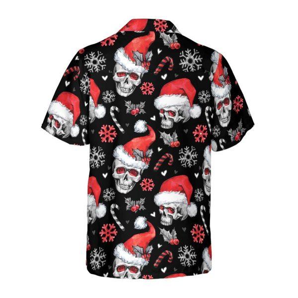 Christmas Hawaiian Shirt, Christmas Skulls With Candy Canes Christmas Hawaiian Shirt, Xmas Hawaiian Shirts