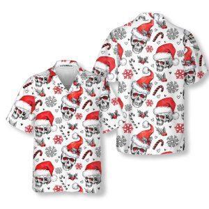 Christmas Hawaiian Shirt, Christmas Skulls With Candy…