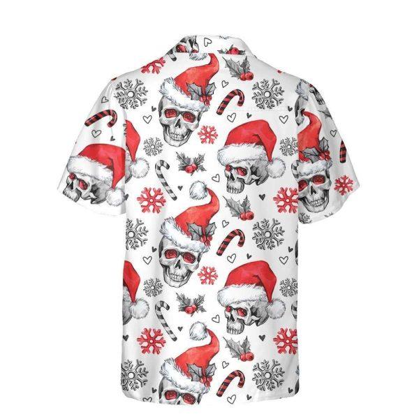 Christmas Hawaiian Shirt, Christmas Skulls With Candy Canes White Version Christmas Hawaiian Shirt, Xmas Hawaiian Shirts