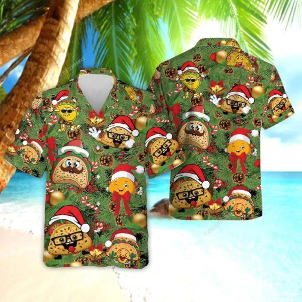 Christmas Hawaiian Shirt, Christmas Taco Hawaiian Shirt For Men Women, Xmas Hawaiian Shirts