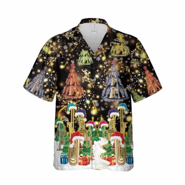 Christmas Hawaiian Shirt, Christmas Trombone Set Hawaiian Shirt, Xmas Hawaiian Shirts