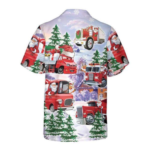 Christmas Hawaiian Shirt, Christmas Truck Hawaiian Shirt, Red Truck Christmas Shirt, Xmas Hawaiian Shirts