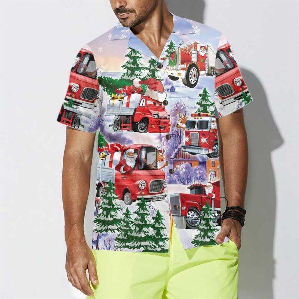 Christmas Hawaiian Shirt, Christmas Truck Hawaiian Shirt, Red Truck Christmas Shirt, Xmas Hawaiian Shirts