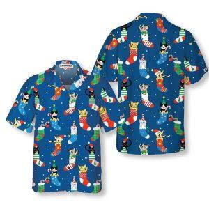 Christmas Hawaiian Shirt, Cute Cats In Christmas…