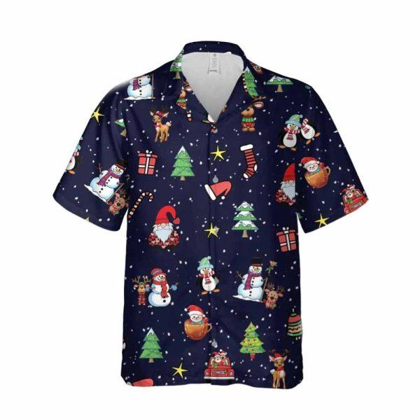 Christmas Hawaiian Shirt, Cute Christmas Icon Funky Gnome Symbol Hawaiian Shirt, Xmas Hawaiian Shirts