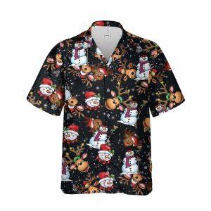 Christmas Hawaiian Shirt, Cute Santa Snowman Christmas…