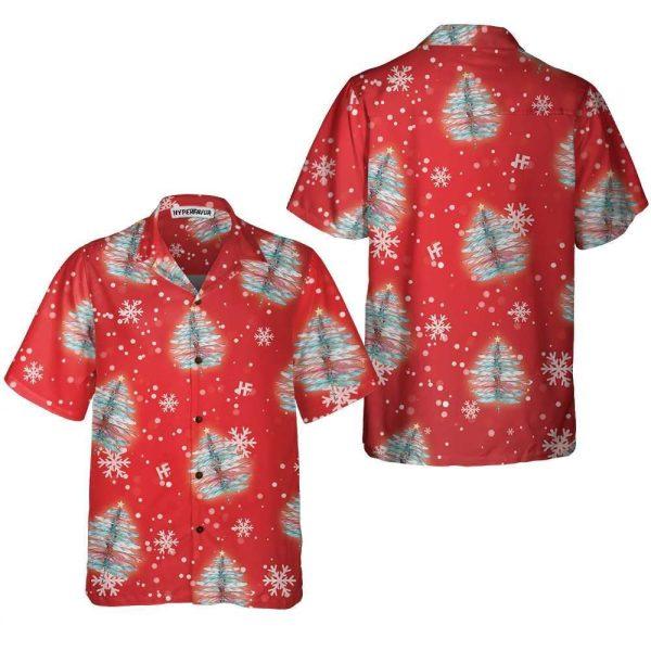 Christmas Hawaiian Shirt, Dragonfly Shaped Christmas Tree Shirt, Xmas Hawaiian Shirts