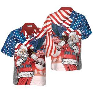 Christmas Hawaiian Shirt, Eagle Perched On Santa’s…