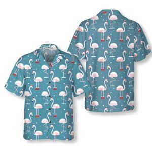 Christmas Hawaiian Shirt, Flamingo On Christmas Holiday…