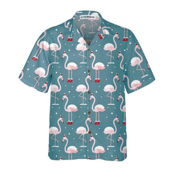 Christmas Hawaiian Shirt, Flamingo On Christmas Holiday Hawaiian Shirt, Xmas Hawaiian Shirts