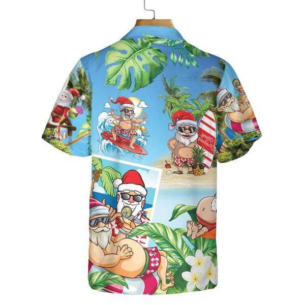 Christmas Hawaiian Shirt, Funny Santa Claus In Aloha Hawaiian Shirt, Xmas Hawaiian Shirts