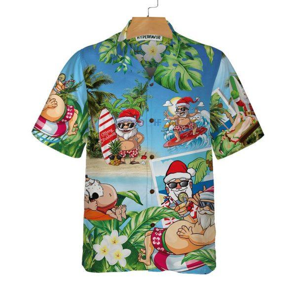 Christmas Hawaiian Shirt, Funny Santa Claus In Aloha Hawaiian Shirt, Xmas Hawaiian Shirts