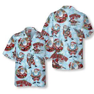 Christmas Hawaiian Shirt, Funny Santa Claus With Machine Gun Christmas Hawaiian Shirt, Xmas Hawaiian Shirts