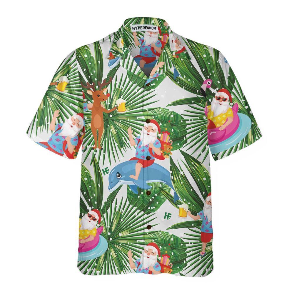 Christmas Hawaiian Shirt, Funny Tropical Christmas Hawaiian Shirt, Xmas Hawaiian Shirts