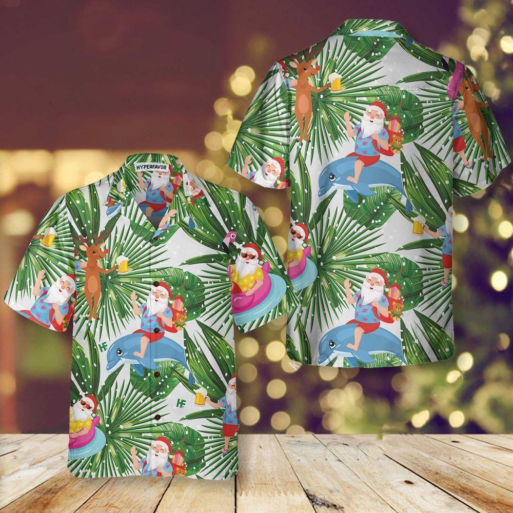 Christmas Hawaiian Shirt, Funny Tropical Christmas Hawaiian Shirt, Xmas Hawaiian Shirts