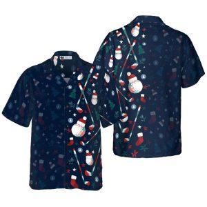 Christmas Hawaiian Shirt, Hyperfavor Christmas Golf Pattern Hawaiian Shirt, Xmas Hawaiian Shirts
