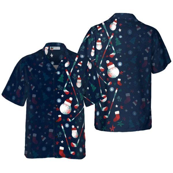 Christmas Hawaiian Shirt, Hyperfavor Christmas Golf Pattern Hawaiian Shirt, Xmas Hawaiian Shirts