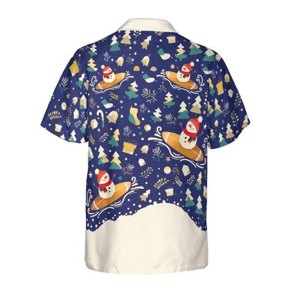 Christmas Hawaiian Shirt, Hyperfavor Christmas Snowman Surfing Hawaiian Shirt, Xmas Hawaiian Shirts