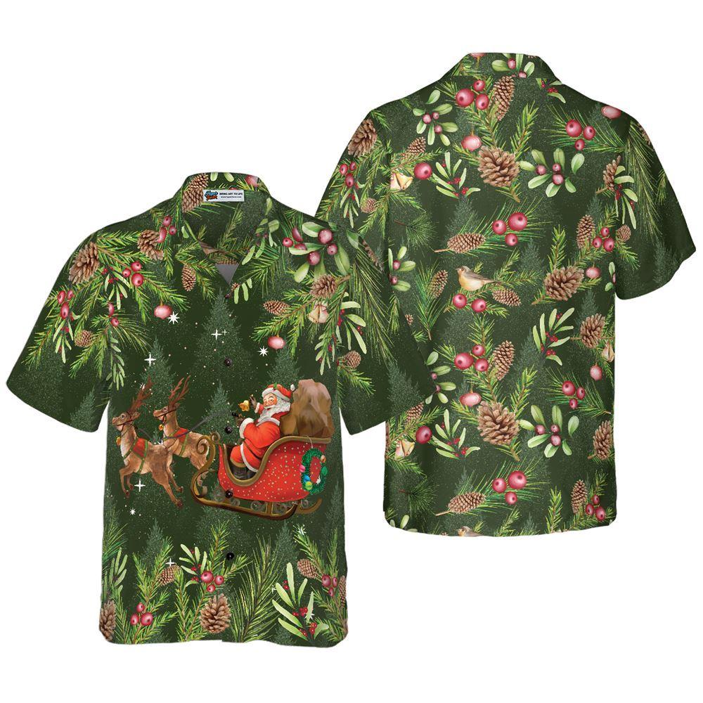 Christmas Hawaiian Shirt, Hyperfavor Santa Santa Riding Sleigh Pattern Hawaiian Shirt, Christmas Shirts, Xmas Hawaiian Shirts Christmas Hawaiian Shirt, Hyperfavor Santa Santa Riding Sleigh Pattern Hawaiian Shirt, Christmas Shirts, Xmas Hawaiian Shirts