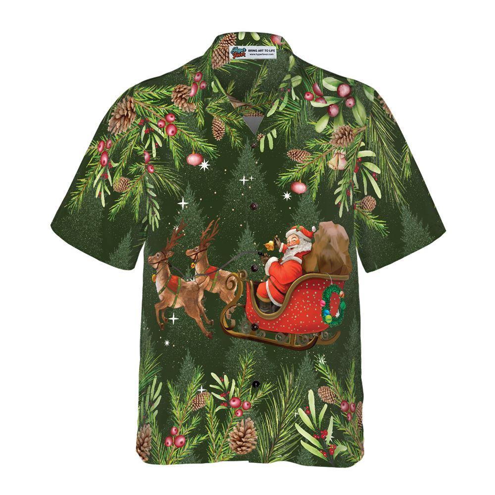 Christmas Hawaiian Shirt, Hyperfavor Santa Santa Riding Sleigh Pattern Hawaiian Shirt, Christmas Shirts, Xmas Hawaiian Shirts Christmas Hawaiian Shirt, Hyperfavor Santa Santa Riding Sleigh Pattern Hawaiian Shirt, Christmas Shirts, Xmas Hawaiian Shirts