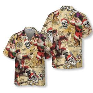 Christmas Hawaiian Shirt, Pirate Santa Claus Hawaiian Shirt, Xmas Hawaiian Shirts