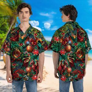 Christmas Hawaiian Shirt Red Dragon Fire Unisex Hawaiian Shirt Xmas Hawaiian Shirts 2 ah2cly.jpg