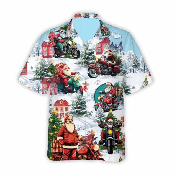 Christmas Hawaiian Shirt, Santa Motorcycle Hawaiian Shirt For Men Womens, Xmas Hawaiian Shirts