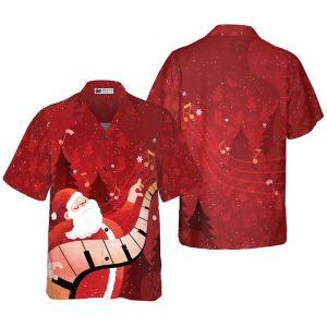 Christmas Hawaiian Shirt, Santa Playing Piano Hawaiian Shirt, Xmas Hawaiian Shirts