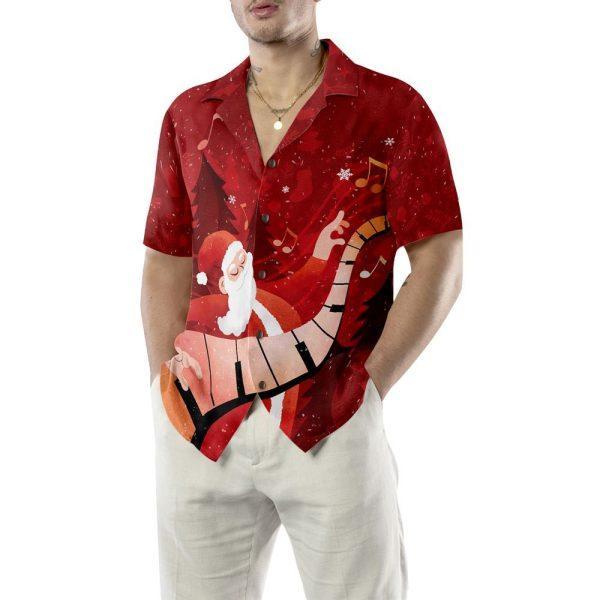 Christmas Hawaiian Shirt, Santa Playing Piano Hawaiian Shirt, Xmas Hawaiian Shirts