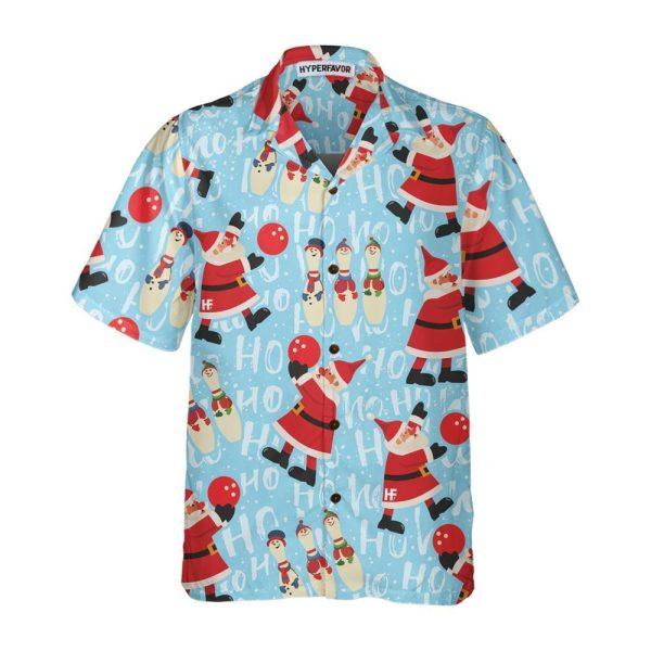 Christmas Hawaiian Shirt, Santa With Bowling Ball Christmas Hawaiian Shirt, Xmas Hawaiian Shirts