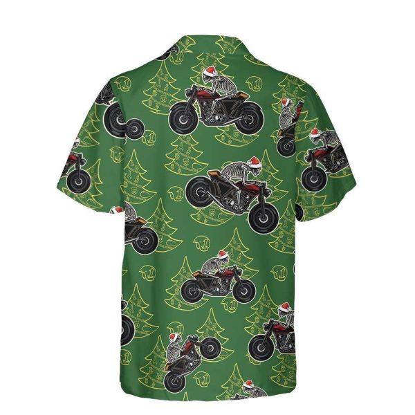 Christmas Hawaiian Shirt, Skeleton Riding Motorcycle Christmas Hawaiian Shirt, Xmas Hawaiian Shirts