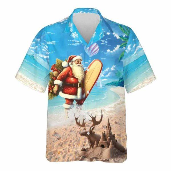 Christmas Hawaiian Shirt, Surfing Santa Hawaiian Shirt For Men Women, Xmas Hawaiian Shirts