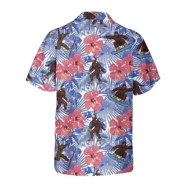 Christmas Hawaiian Shirt, Tropical Christmas Bigfoot Hawaiian Shirt, Xmas Hawaiian Shirts