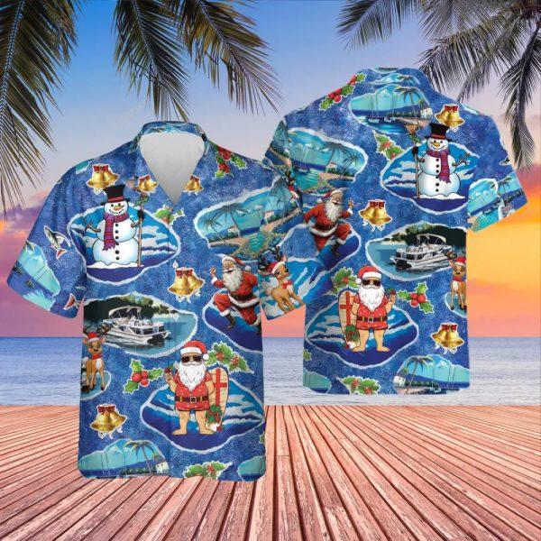 Christmas Hawaiian Shirt, Tropical Christmas Button Hawaiian Shirt, Xmas Hawaiian Shirts