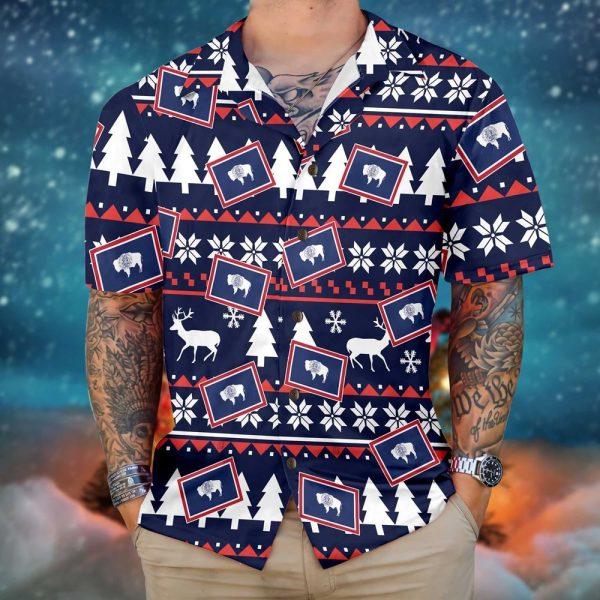 Christmas Hawaiian Shirt, Wyoming Ugly Christmas Pattern Hawaiian Shirt, Xmas Hawaiian Shirts