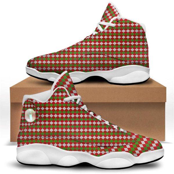 Christmas JD13 Shoes, Christmas Shoes, Argyle Christmas Themed Print Pattern Jd13 Shoes, Christmas Shoes 2023