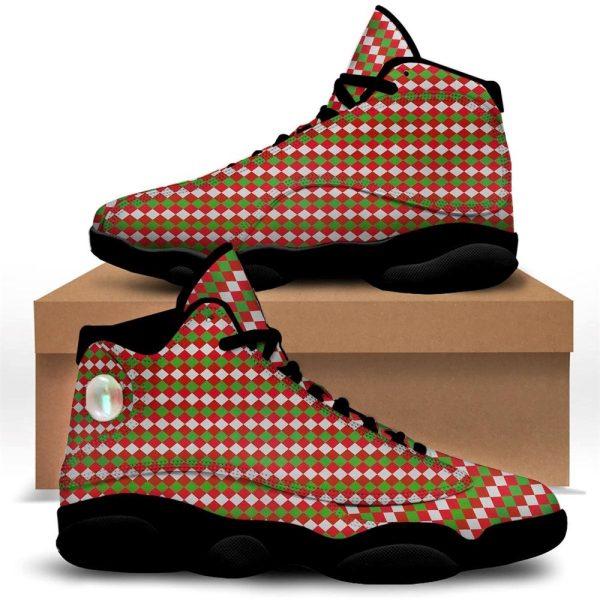 Christmas JD13 Shoes, Christmas Shoes, Argyle Christmas Themed Print Pattern Jd13 Shoes, Christmas Shoes 2023