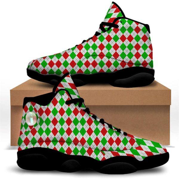 Christmas JD13 Shoes, Christmas Shoes, Argyle Merry Christmas Print Pattern Jd13 Shoes, Christmas Shoes 2023