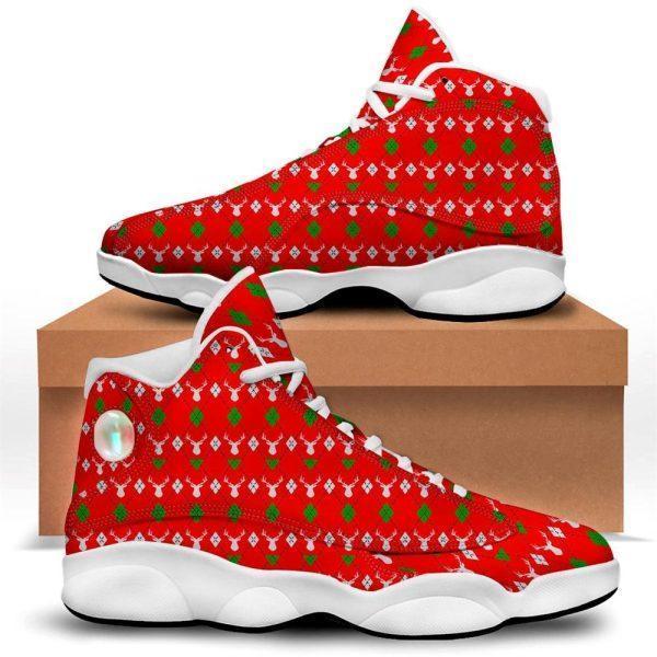 Christmas JD13 Shoes, Christmas Shoes, Deer Argyle Christmas Print Pattern Jd13 Shoes, Christmas Shoes 2023